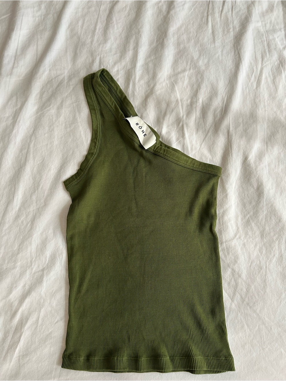 RÓHE olive green ribbed shoulder top
